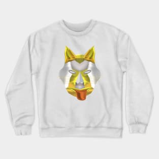 Futuristic Fantasy Wolf Fox Coyote Dog Canine Hybrid Mask (White Background) Crewneck Sweatshirt